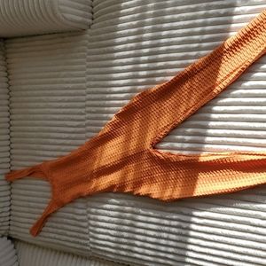 Orange Textured Jumpsuit